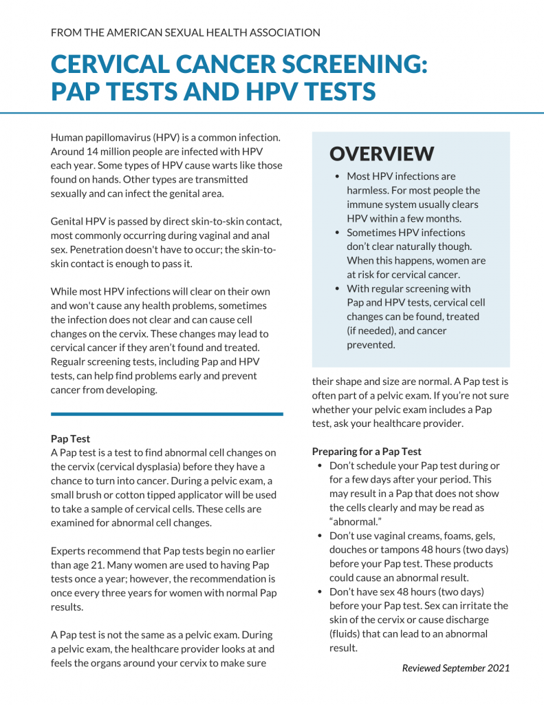 Cervical Cancer Screening: Pap and HPV Tests