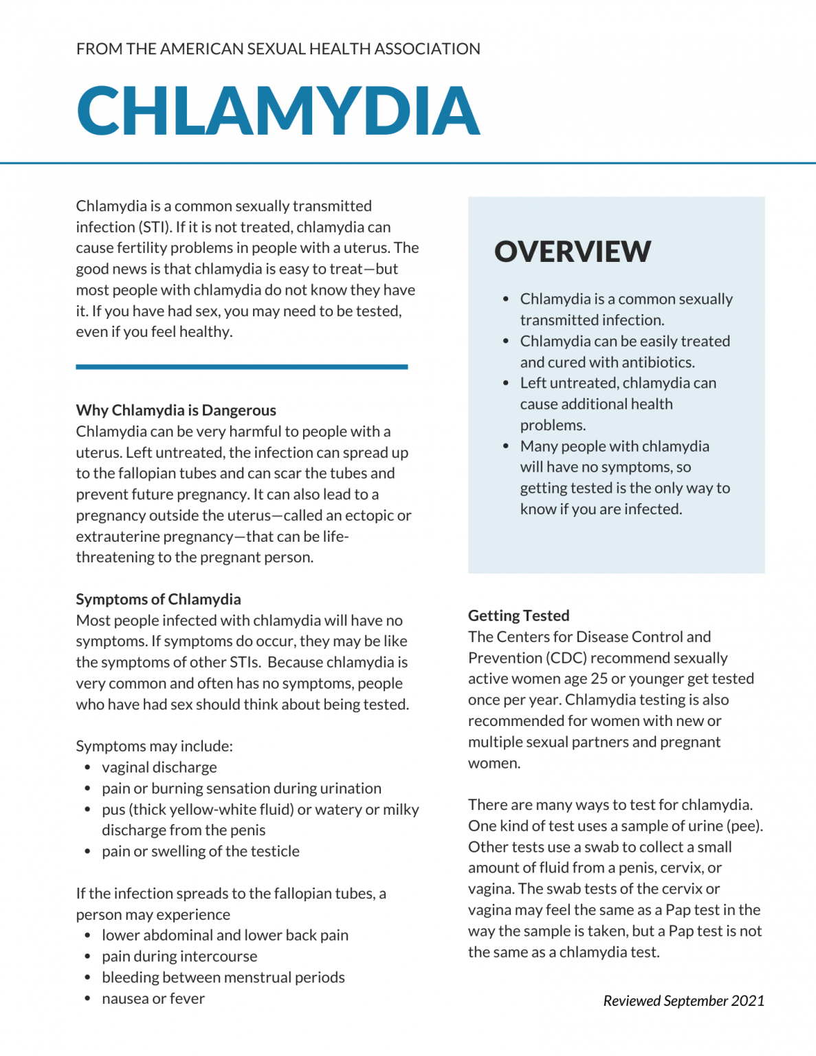 Patient Education Materials – American Sexual Health Association